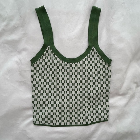 Abercrombie green checkered top - Picture 1 of 2